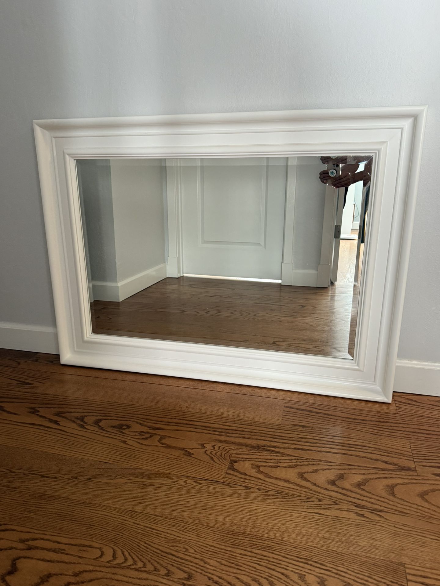 Wall Mirror Beveled w White Frame