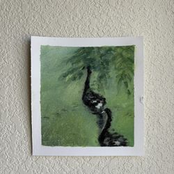 Green and Black Swan Original Art