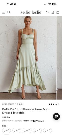 New Arrival Alert . SIZE MEDIUM Selfie Leslie Pistachio color, New with Tags MSRP $99, only selling $35.. perfect this summer esp dinner date.. sold o