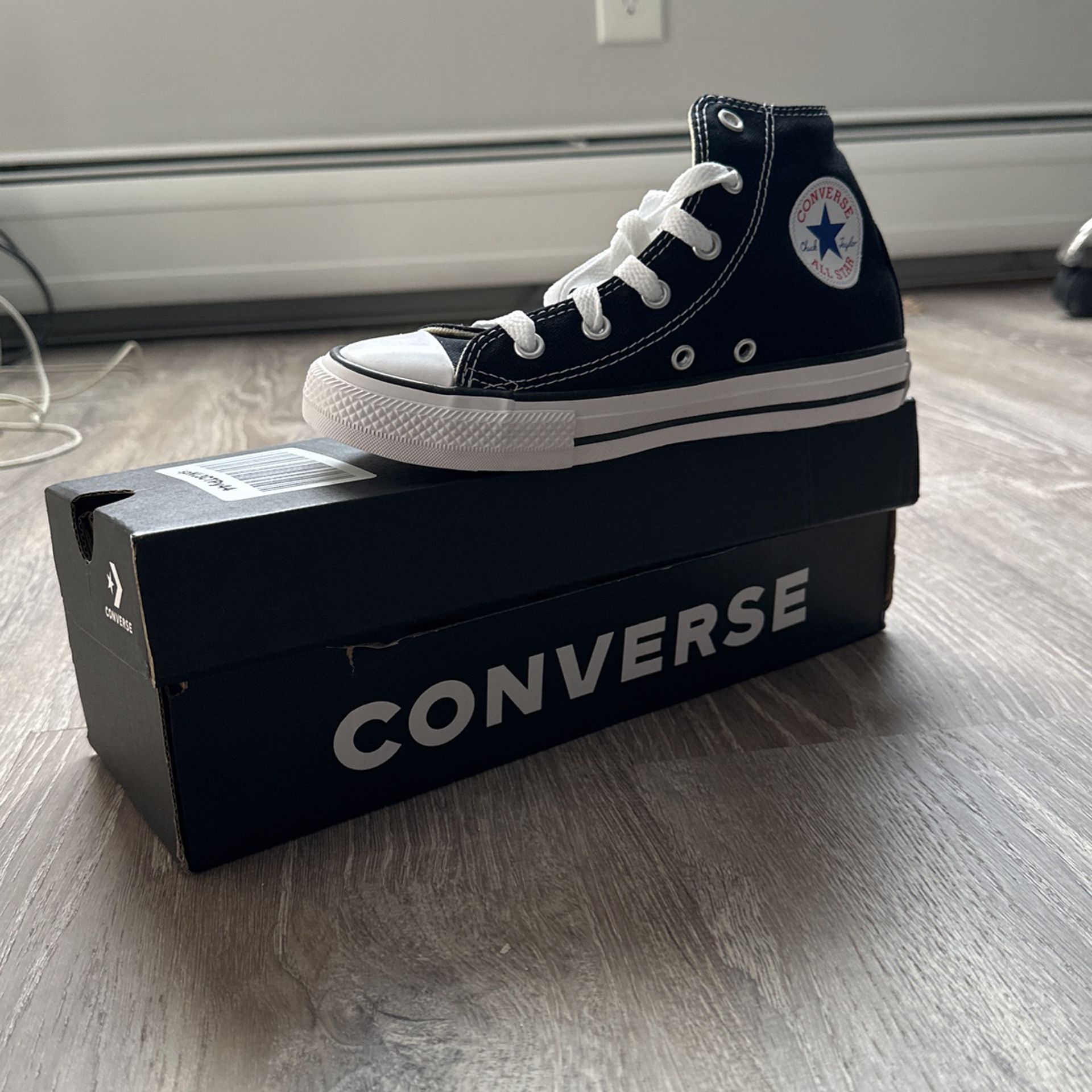 Size 1 Youth Black & White Converse $50