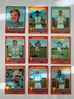 1971 Miami Dolphins Football Trading Cards (9)