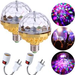 VEKTA Colorful Rotating Magic Ball Light with Sockets, Colorful Disco Rotating Magic Ball Light Bulb, Led Crystal Magic Ball, Led Stage Light for Home