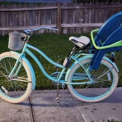 26" ×18" Nice & Clean Beach Cruiser Bike With Baby Seat 