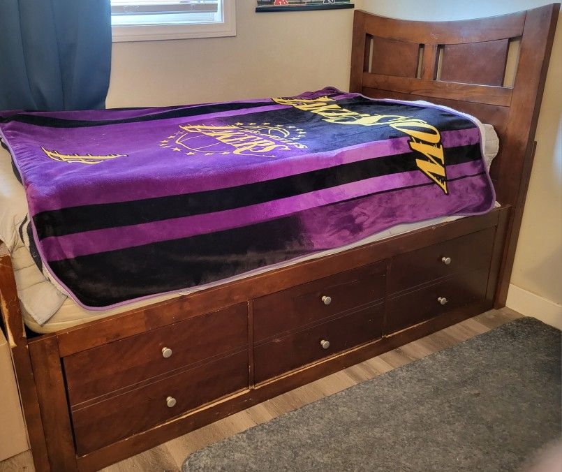 Wood Twin Bed, Desk,Tall Dresser ,Nightstand All For Sale
