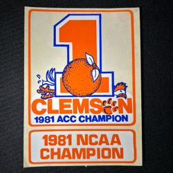 Vintage Original Clemson 1981 ACC championship Sticker
