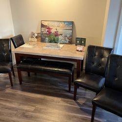 Moving Sale!  Stone Dining Table And Set