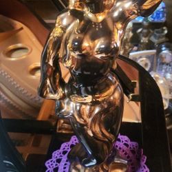 Ceramic Figure Woman Black And Gold