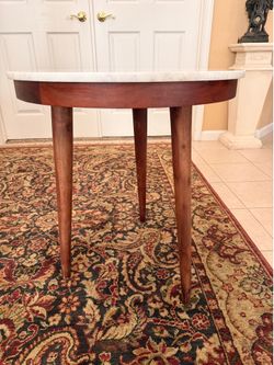 Mid-Century Modern Round Marble-Top Side Table