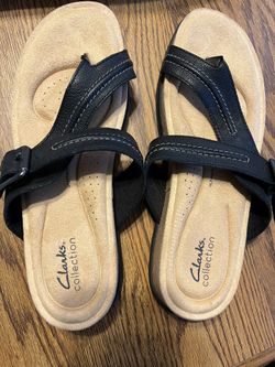 NEW”CLARK’S SANDLE’S “BRYNN MADI”BLACK LEATHER SZ 10