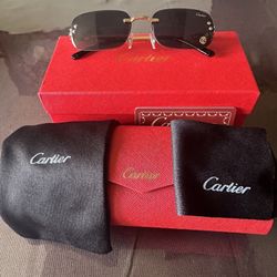 Cartier. Rimless Black Lens Sunglasses! 