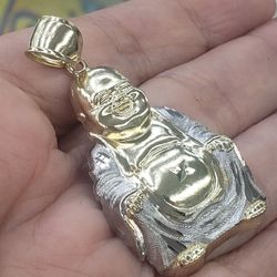 Real 10k gold good luck buddha pendant