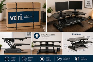 VariDesk Cube Corner 36 Standing Desk Converter – Adjustable Sit/Stand