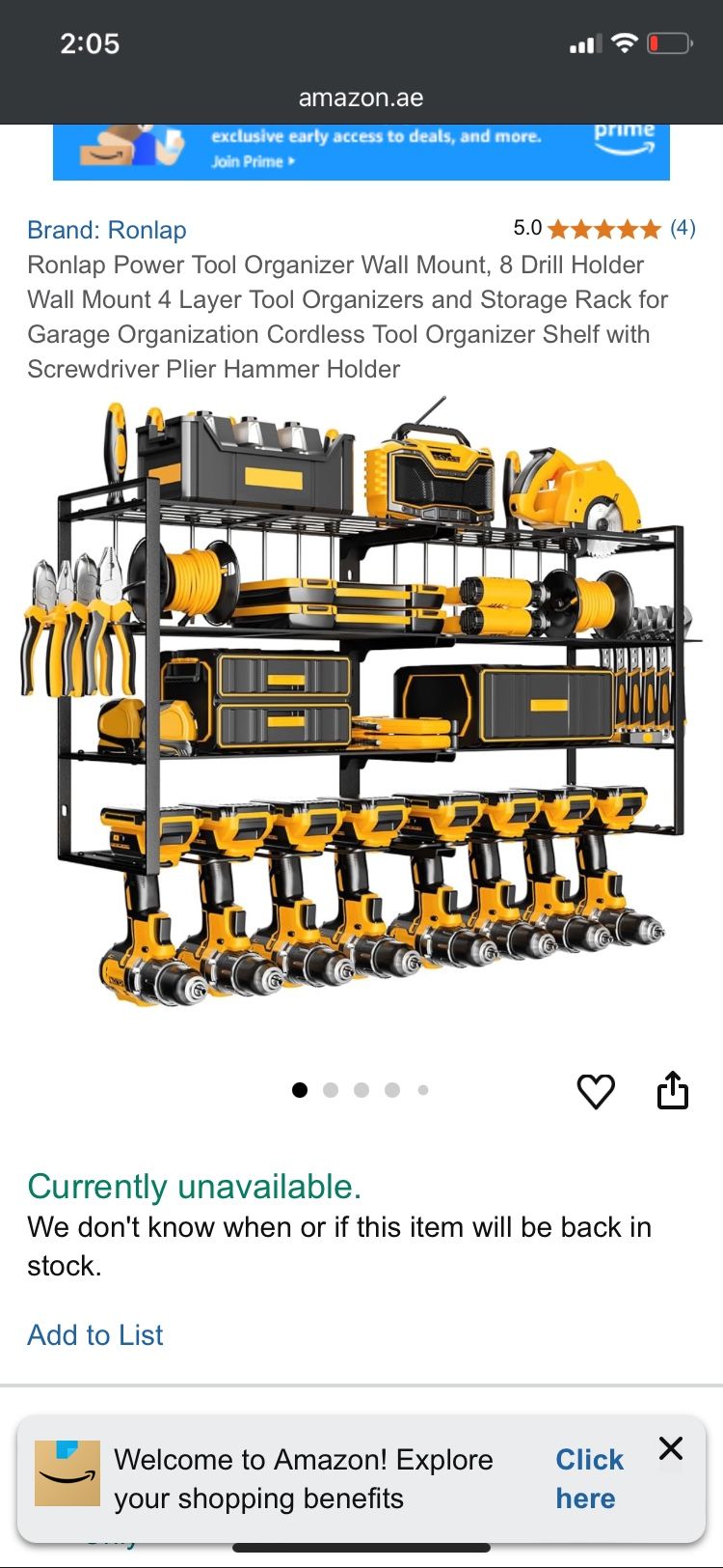 Tool Organizer Rack, Shelf