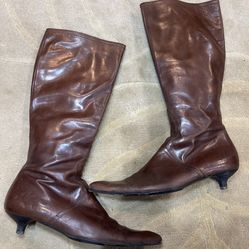 Brown Italy leather pointy boots Size 6.5