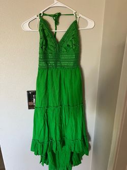 Green Halter Dress with Crochet Bodice