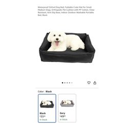 Brand new Waterproof Oxford Dog Bed, Foldable Crate Mat for Small Medium Dogs, Cushion with PP Cotton, Chew Resistant, Anti-Slip Base, Indoor Outdoor 