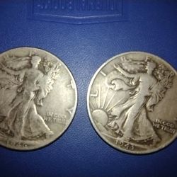 Two 1940's Walking Liberty Half Dollar Coins