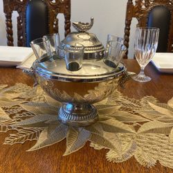 Silver caviar, vodka, serving platter