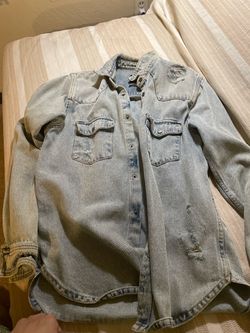 ZARA Men’s Distressed Denim Overshirt Jacket - Light Wash - US 40