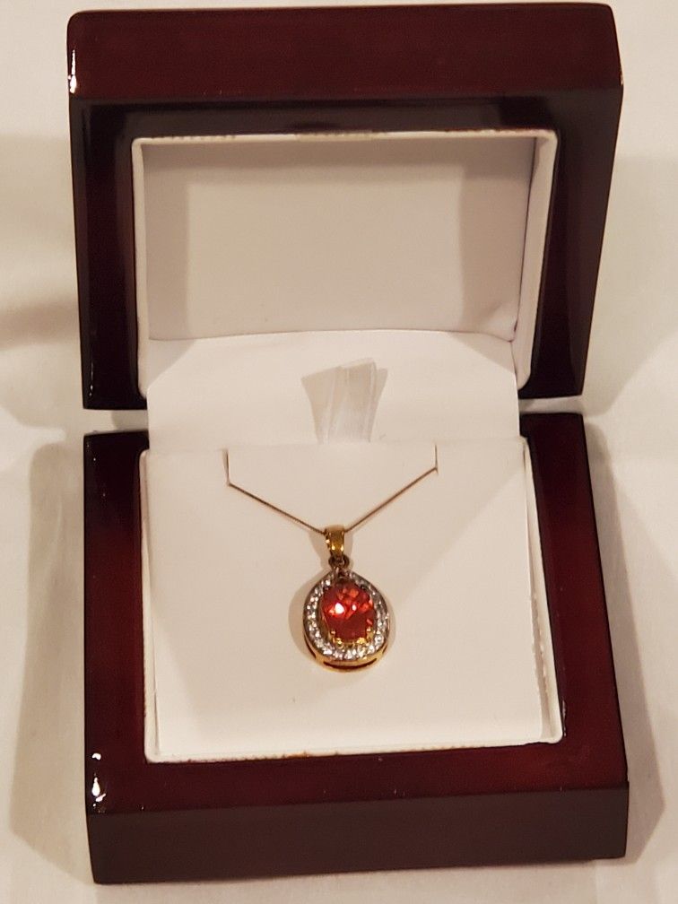 10k Gold Necklace W/citrine Pendant