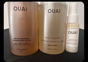 OUAI SET OF  SHAMPOOS DETOX,  BODY CLEANSERS, AND CONDITIONER REVITALISAN.