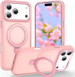 iPhone 17/18 Pro Max Case with Ring Stand, Pink