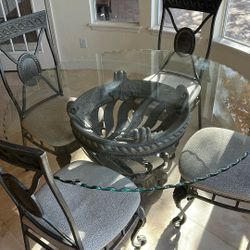 Heavy Glass Table 4 Chair Round Dining Set Must Go 