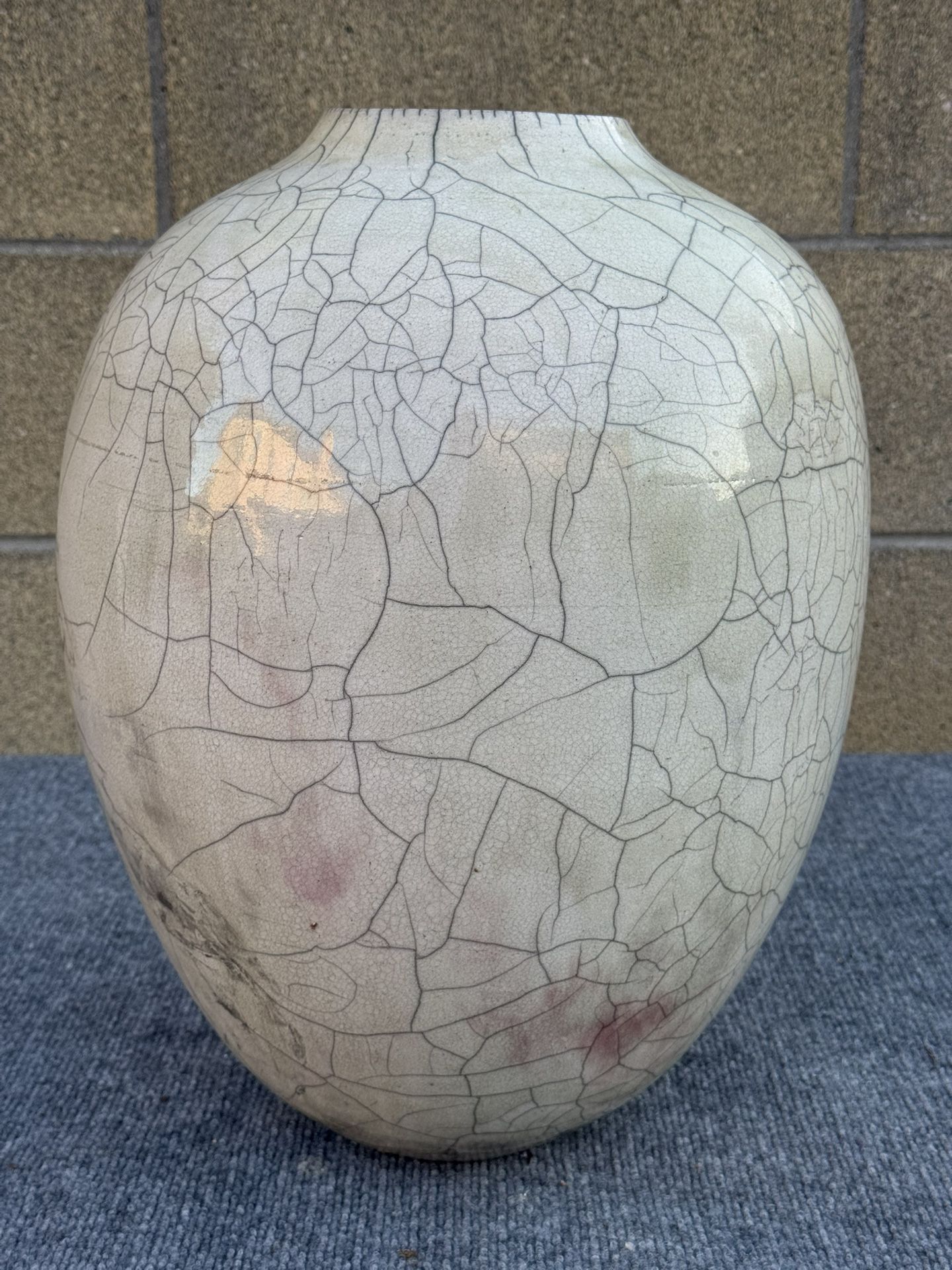 Signed Original Vintage Art Vase Crackle Rake Glaze