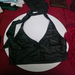 Black satin halter crop top with adjustable straps #halter #satin