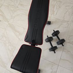 Weight  bench and set of dumbbells 