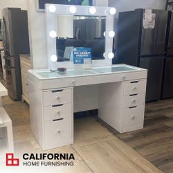 Luxury Vanity Set with LED Lights and Drawers