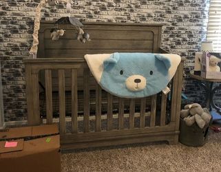 Grey Wood Crib