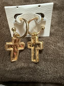 Hoop Cross Earrings