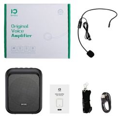 SHIDU Mini Voice Amplifier Portable Rechargeable Bluetooth Speaker with Wired Microphone Headset 10W 1800mAh PA system Supports MP3 Format Audio 