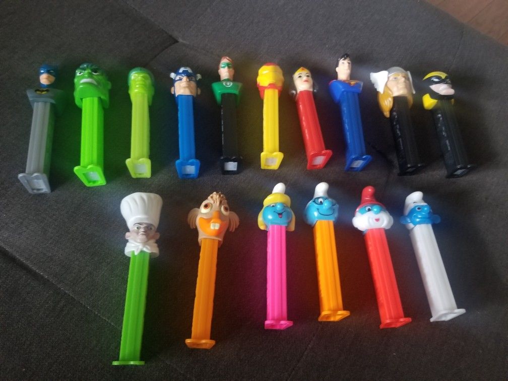 PEZ Dispensers (Marvel, DC, Pixar, and Smurfs