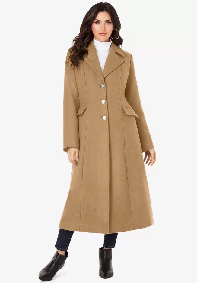 Long Wool Blend Coat, Roaman's Plus Size 24W