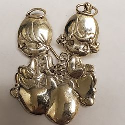 Rare 925 Sterling Silver Vintage Precious Moments Angels Brooch Pin