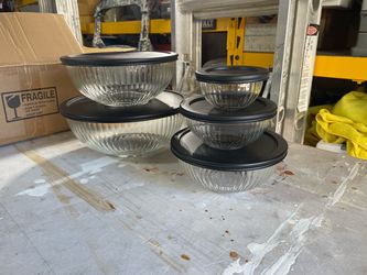 Glass Mixing Bowls Set with Lids