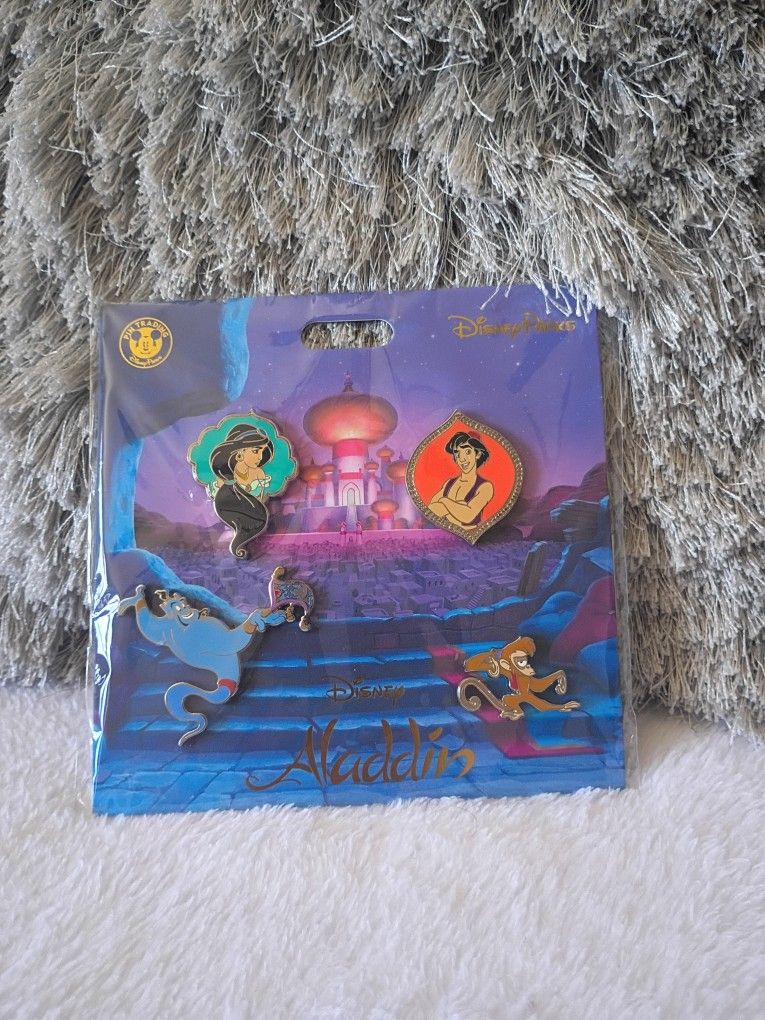 Disney Parks Aladdin Booster Pin Set New