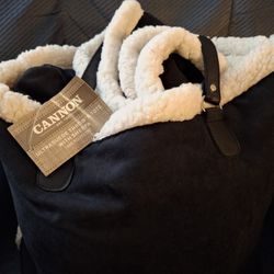 Super Comfy.  Cannon, Ultra Suede Throw Tote With Sherpa. Black & Cream. $29.99, OBO. 