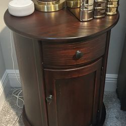 Matching All Wood Round Nightstands
