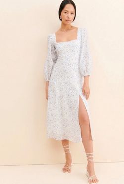 ASTR Women Floral Midi Dress White Blue XS NWT