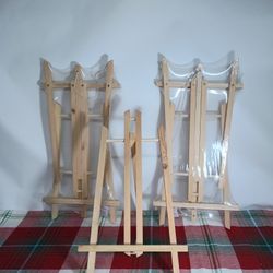 Set of 3 Wood Tabletop Easels - 18" Folding Display Stands 15.5 IN After Unfold 