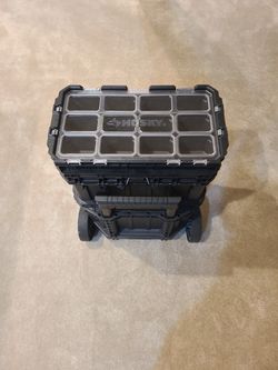 22 in. Husky Connect Portable Rolling Tool Box on Wheels Cart Part Organizer Storage Bin