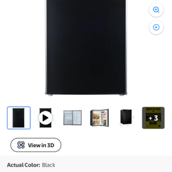 Galanz 4.3 Cu ft Single Door Mini Fridge, Black Estar, New, Width 19.92