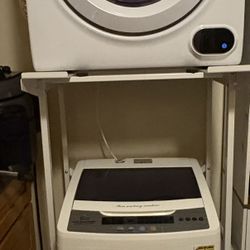 Portable Washing And Dryer Machines W/ Stacking Rack Stand.
