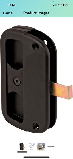 Prime-Line A 186 Black Plastic Sliding Screen Door Latch and Pull, Alumilite (Single Pack)