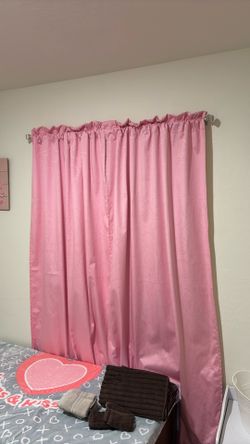 Used Deep Pink Curtains with Subtle designs 2-43”X82” Panels