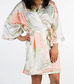 Satin floral robe