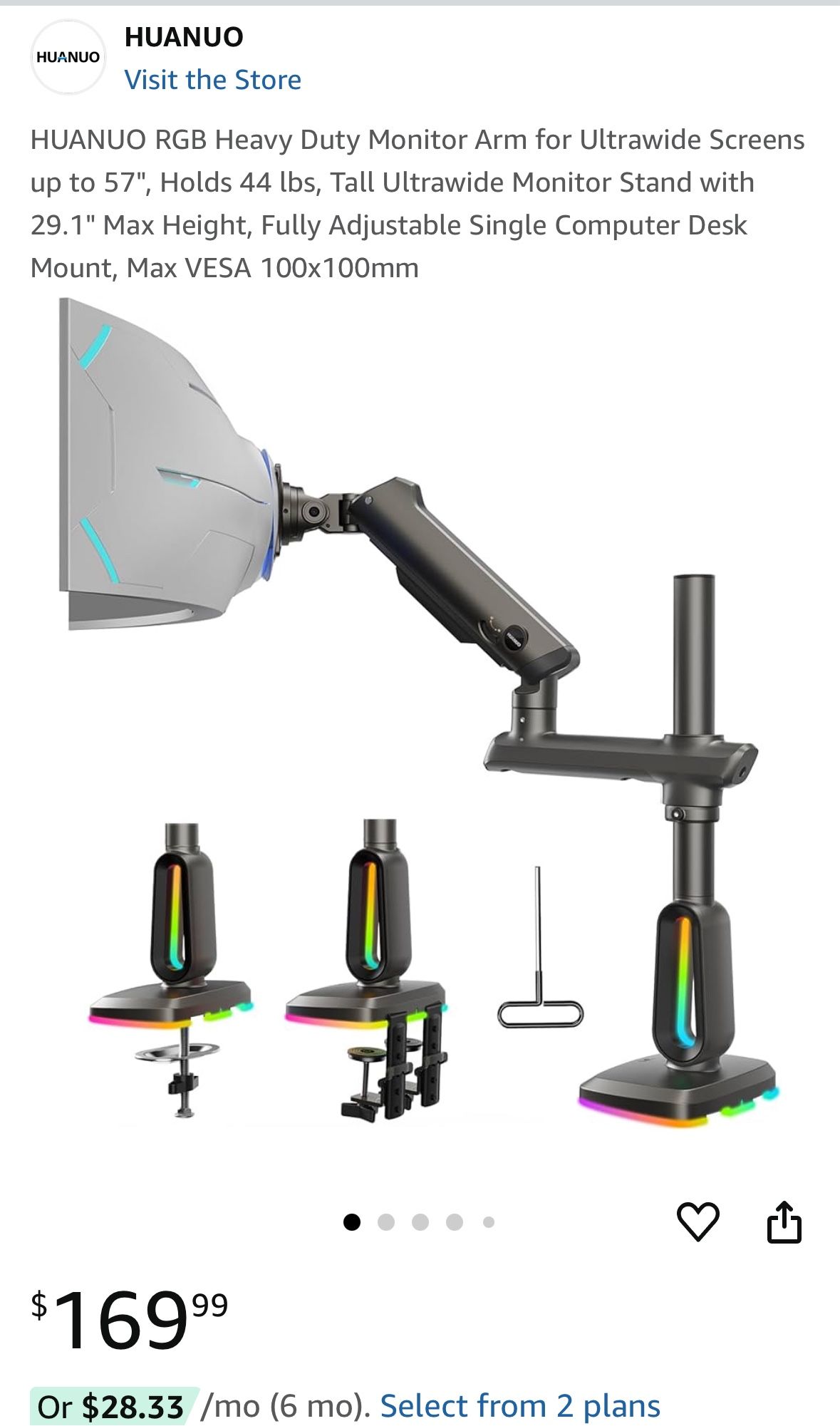 Curved Monitor Desk Mount With RGB new inbox